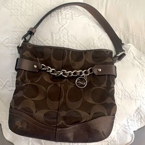 Leather & Sateen Coach Handbag